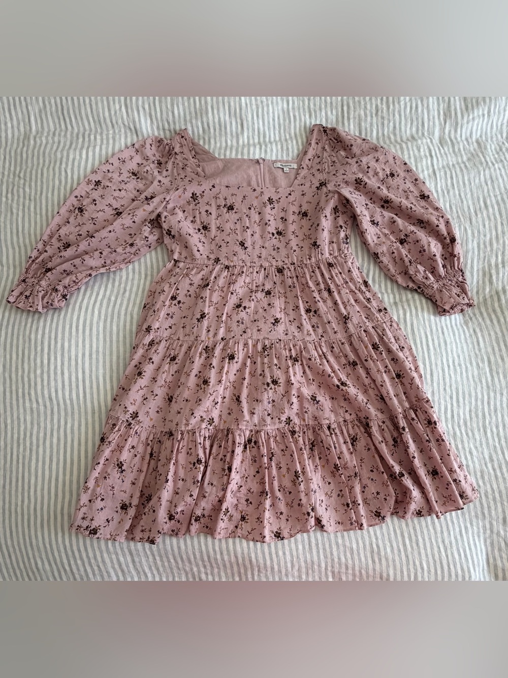 Madewell Pink Floral Puff Sleeve Dress - Picture 2 of 9